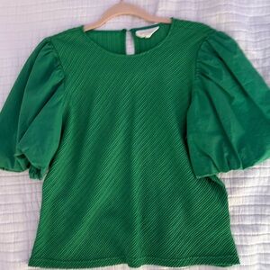 MELLODAY Vibrant Green Puff Sleeve Blouse
